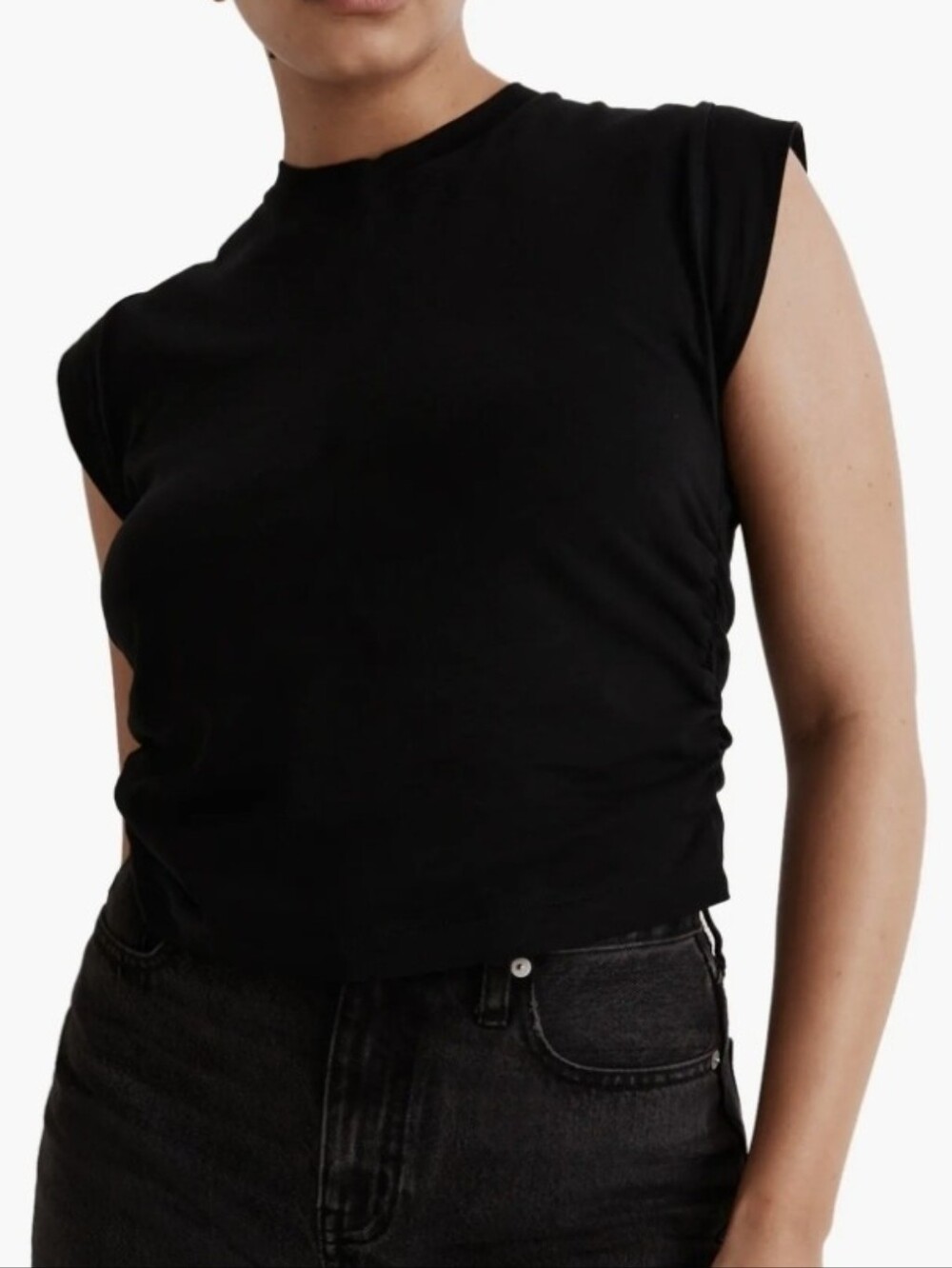 Madewell Black Sleeveless Crew Neck Top, Size Medium